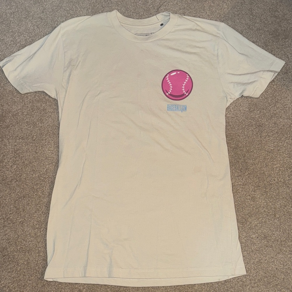 Baseballism Boys NWOT Adult Small Double Bubble Baseball T-Shirt- Cream